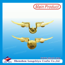 Shiny Gold Pilot Wings Metal Pin Badge Manufacturer